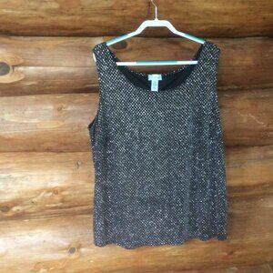 Catherines Black w/Gold & Silver Shimmer Metallic Tank & Cardigan Set Size 24W